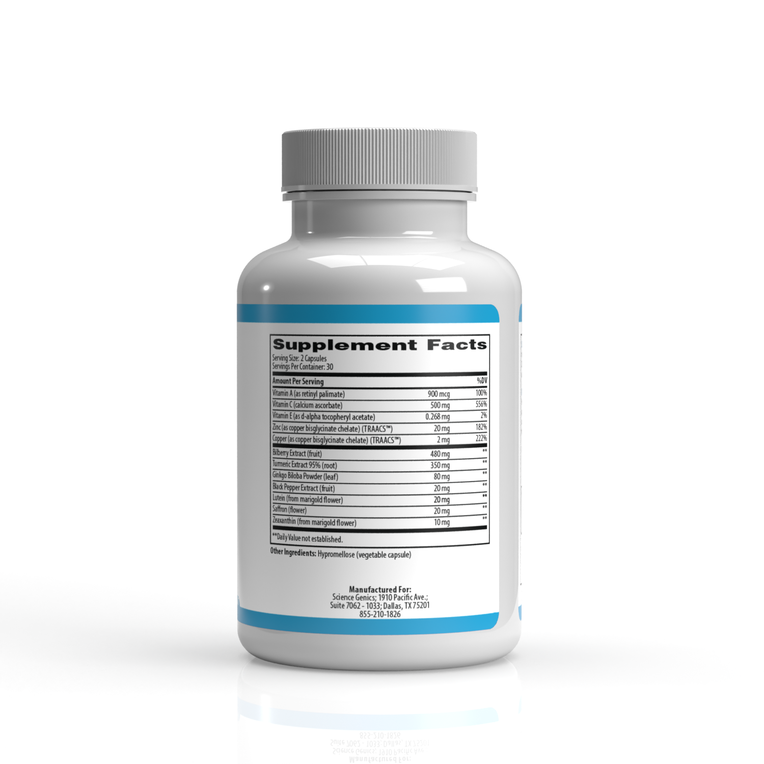 Producer-supplied iGenics bottle showing the Supplement Facts panel